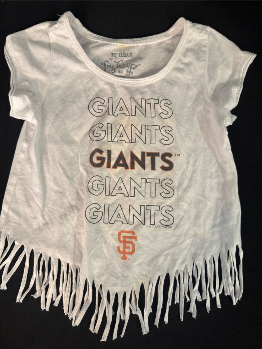 Girls White Fringe Tank Top with Orange Giants Logo